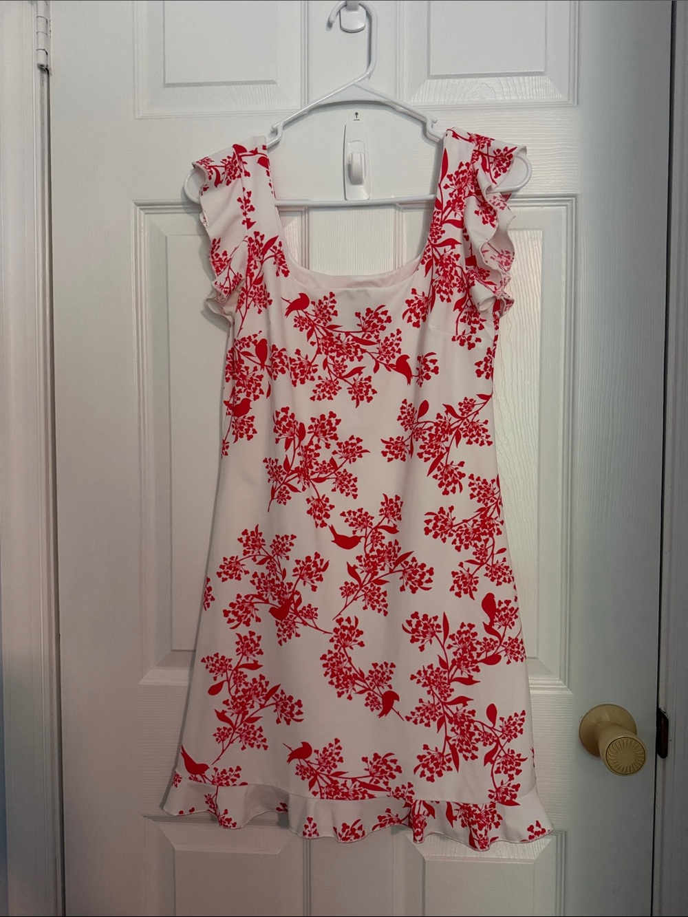 Gingy white and red mini dress